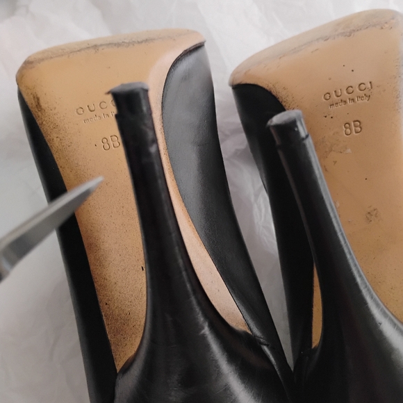 Gucci High Heel Loafers - Size 8b - Black - Leather - Picture 5 of 16